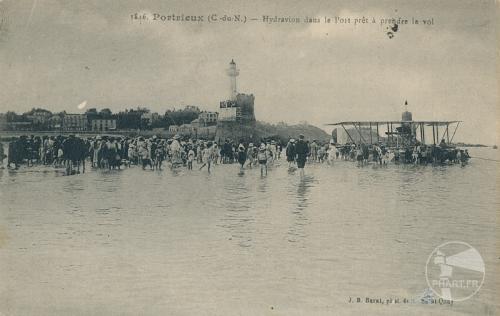 1846 - Portrieux - Hydravion dans le port pret à prendre le vol
