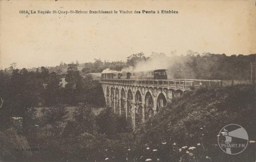 6814 - Le rapide St-Quay-St-Brieuc franchissant le viaduc des Ponts à Etables