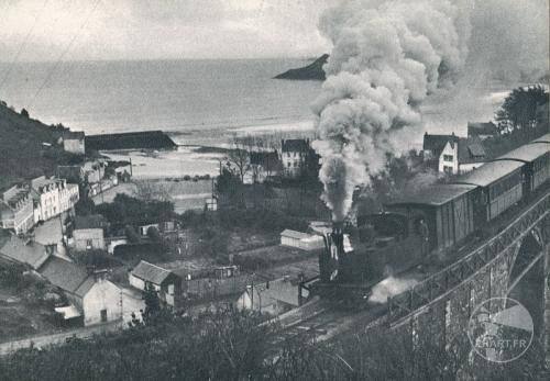 Dernier voyage du petit train St-Brieuc-Paimpol le 31 décembre 1956 sur le viaduc de Bréhec
