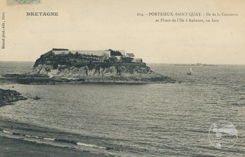 614 - Portrieux-Saint-Quay - Ile de la Comtesse et phare de l'ile à Rebours, au loin