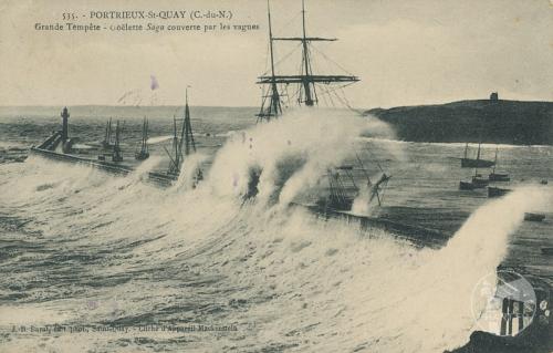 535 - Portrieux-St-Quay - Grande tempête - Goëlette Sgaga couverte par les vagues
